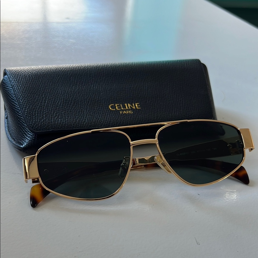 Celine Gold Sunglasses with Black Lenses